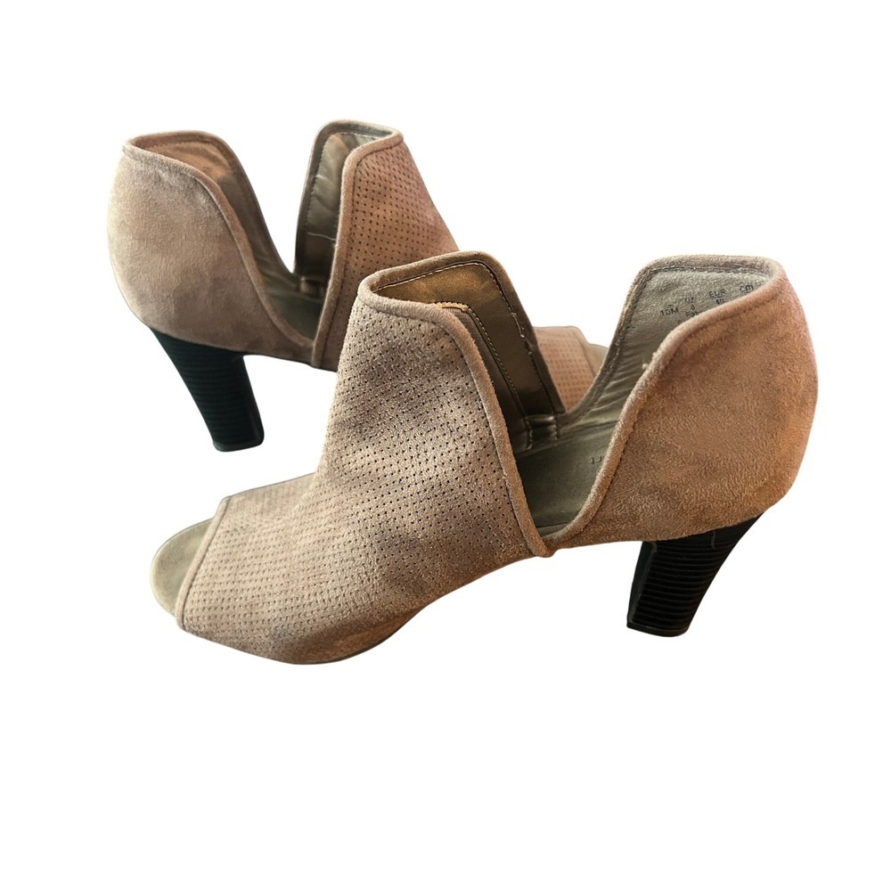 LifeStride Simply Comfort Taupe Perforated Peep Toe Booties Womens 10M
